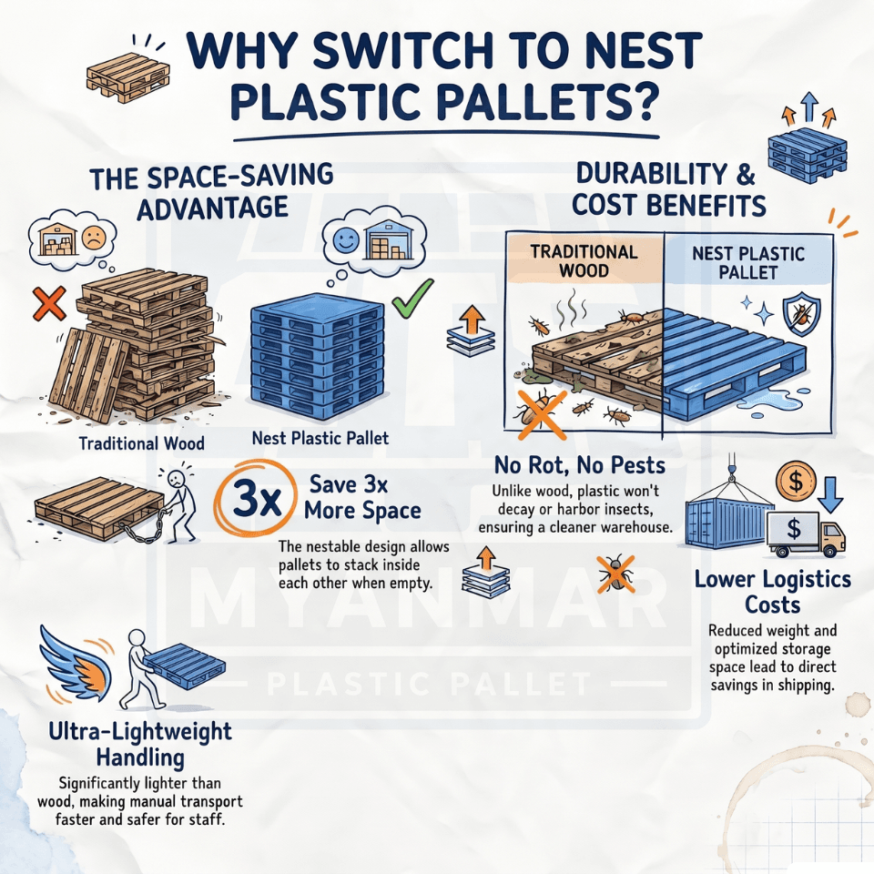 Nest ပလတ်စတစ် Pallet သို့ ပြောင်းသင့်ကြောင်း